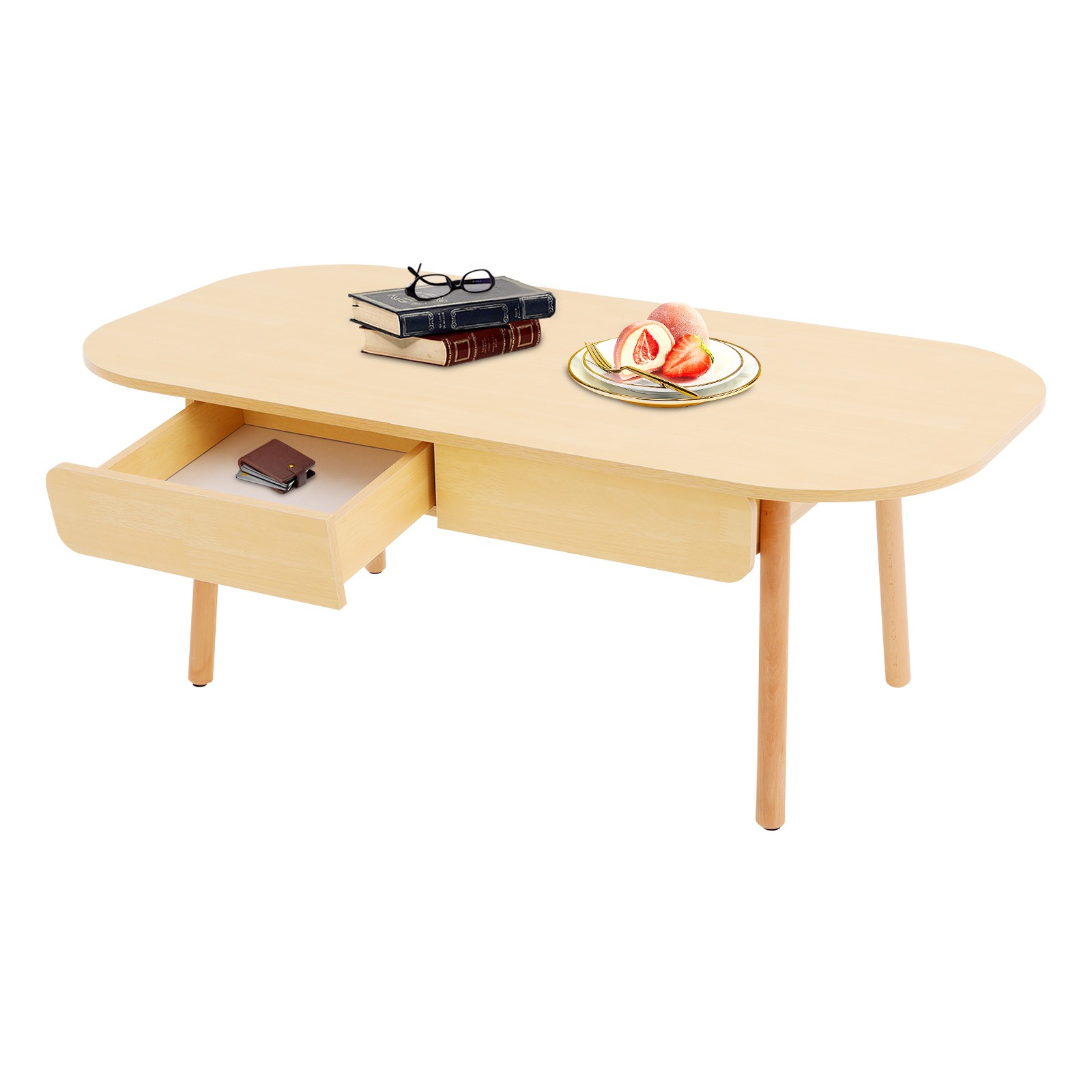Modern Coffee Table W/Drawer Max 220lbs Coffee Table W/Storage for Living Room