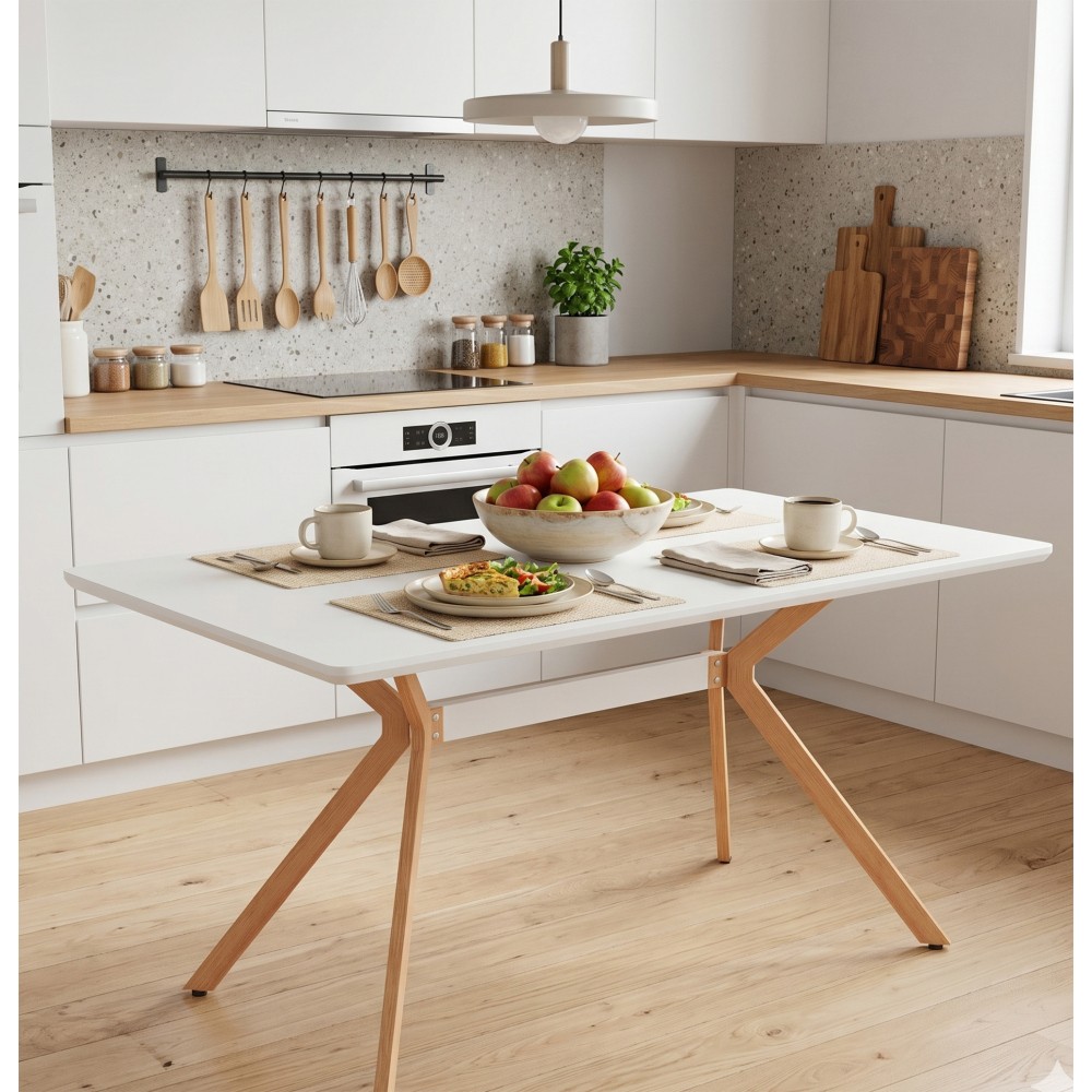 Modern Minimalist MDF Dining Table with Metal Legs
