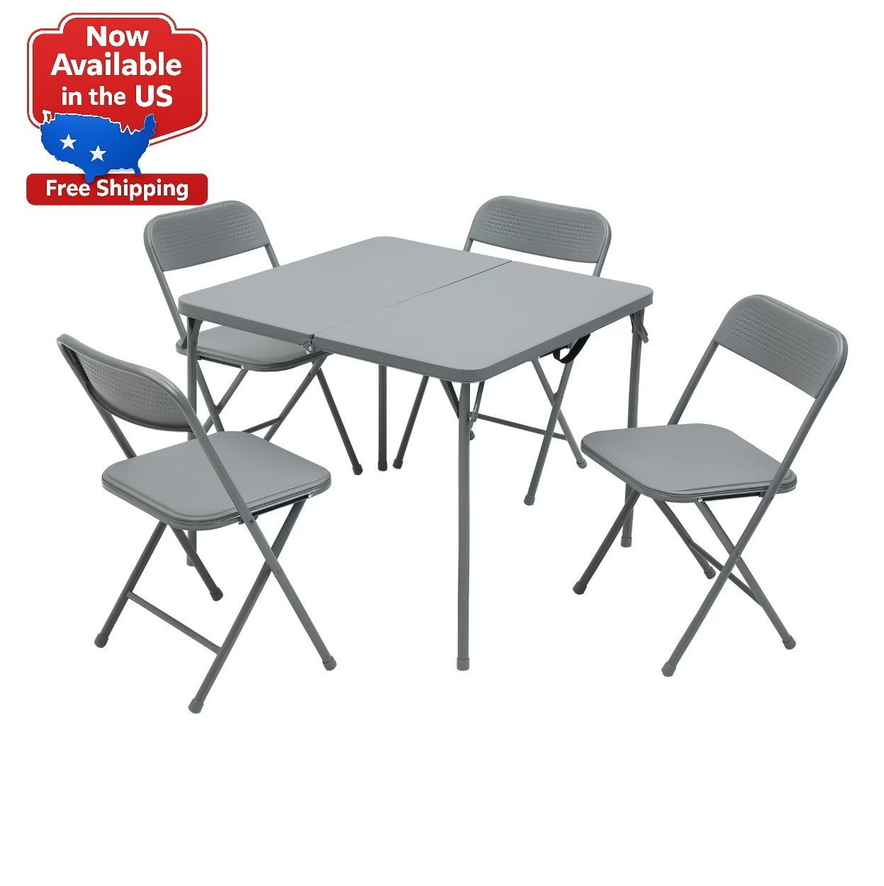 Mainstays 5-Piece 34″ Square Centerfold Folding Card Table and 4 Folding Chairs