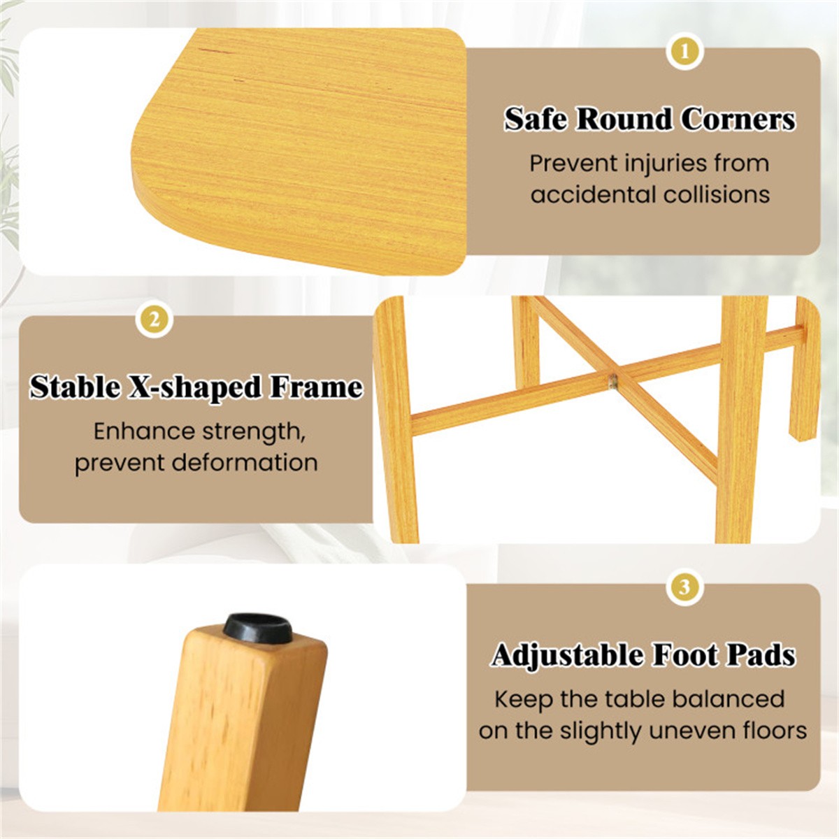 Space-Saving Dining Table Seats 2-4 Natural Wood Tone Foldable Kitchen Table