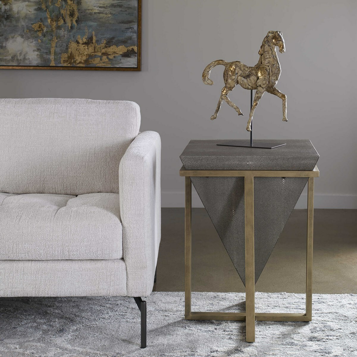 BERTRAND MODERN ART DECOR ACCENT END TABLE PYRAMID SHAPE UTTERMOST 25123
