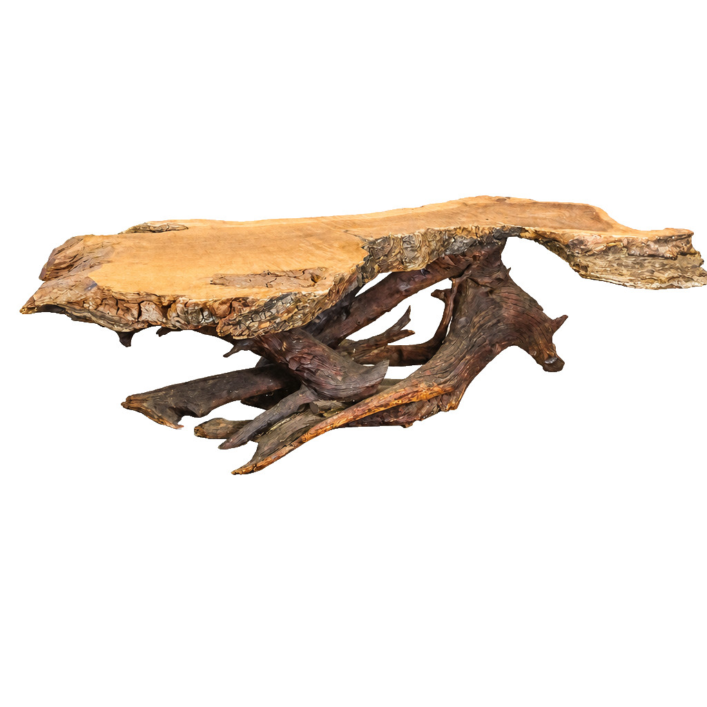 Custom Mid Century Modern Live Edge Burl & Root Coffee Table