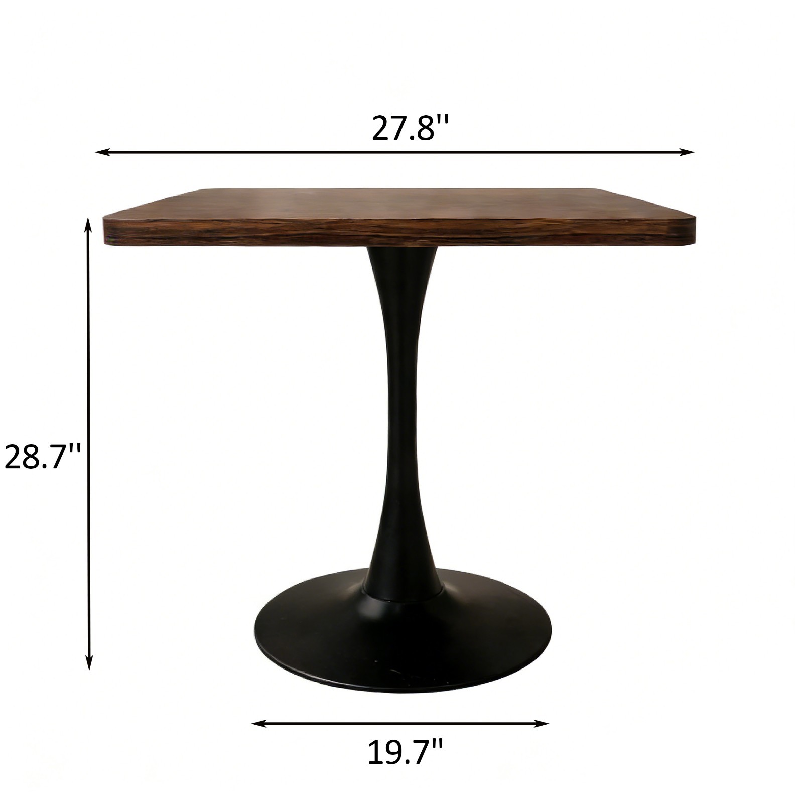 Walnut Tulip Table 27.6″ Mid Century Pedestal for Kitchen Cafe