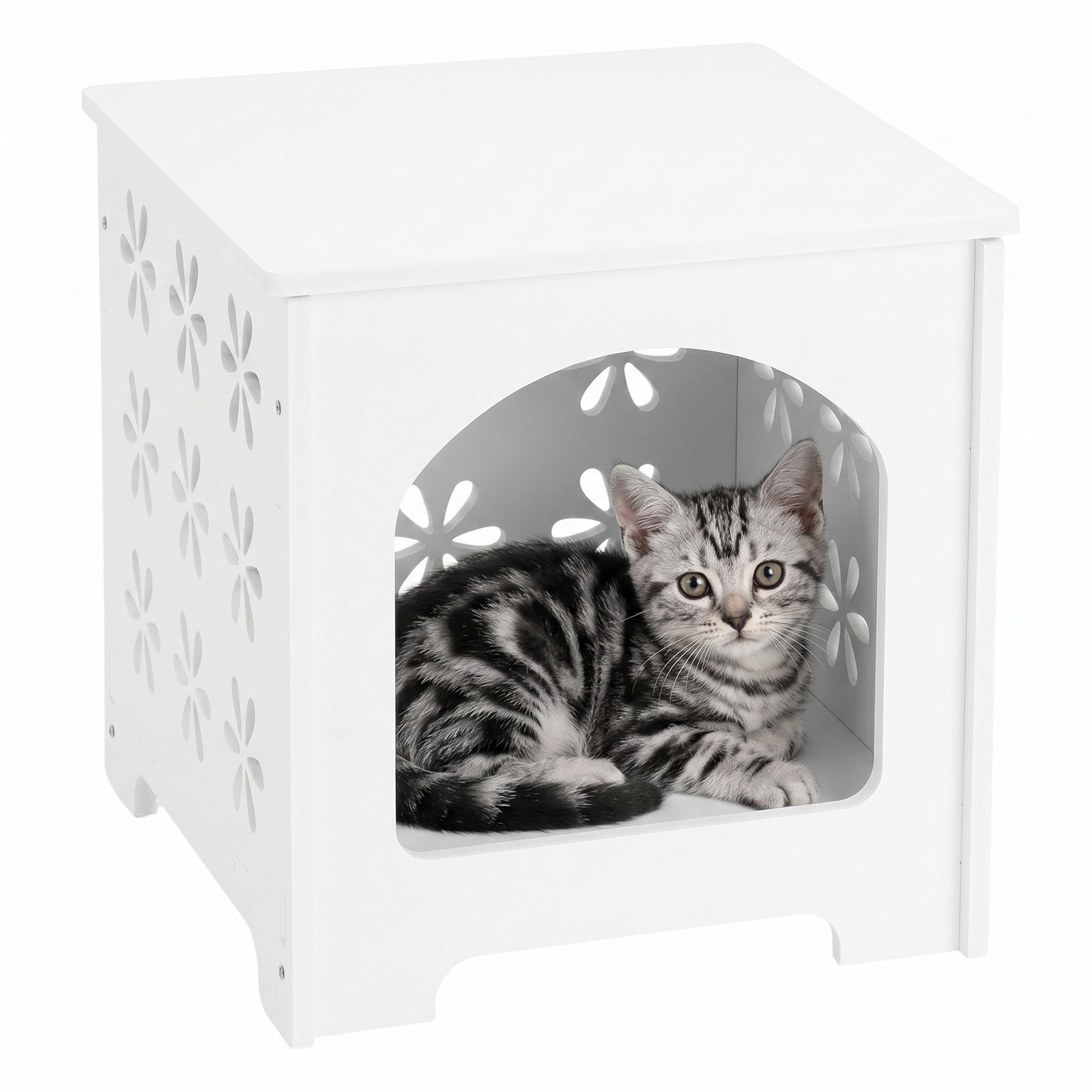 Portable Side Table PVC Bedside w/ Storage Rack for Indoor Living Room Bedroom