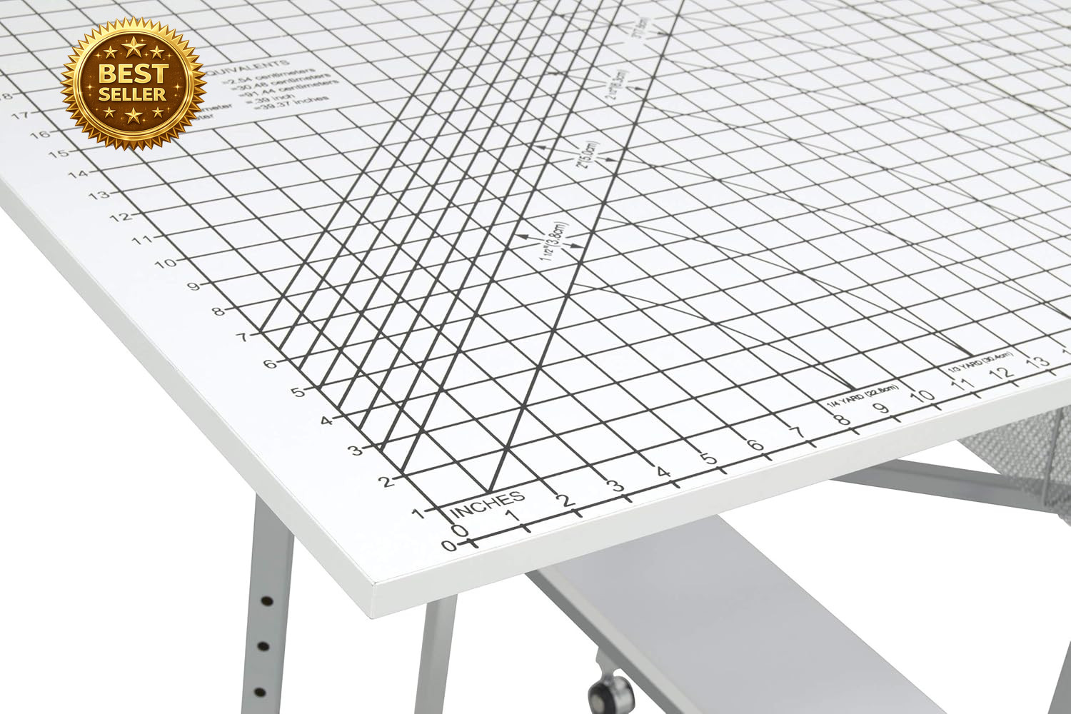 Foldable Hobby Cutting Grid Table 58.75″ Adjustable Craft Sewing Desk White