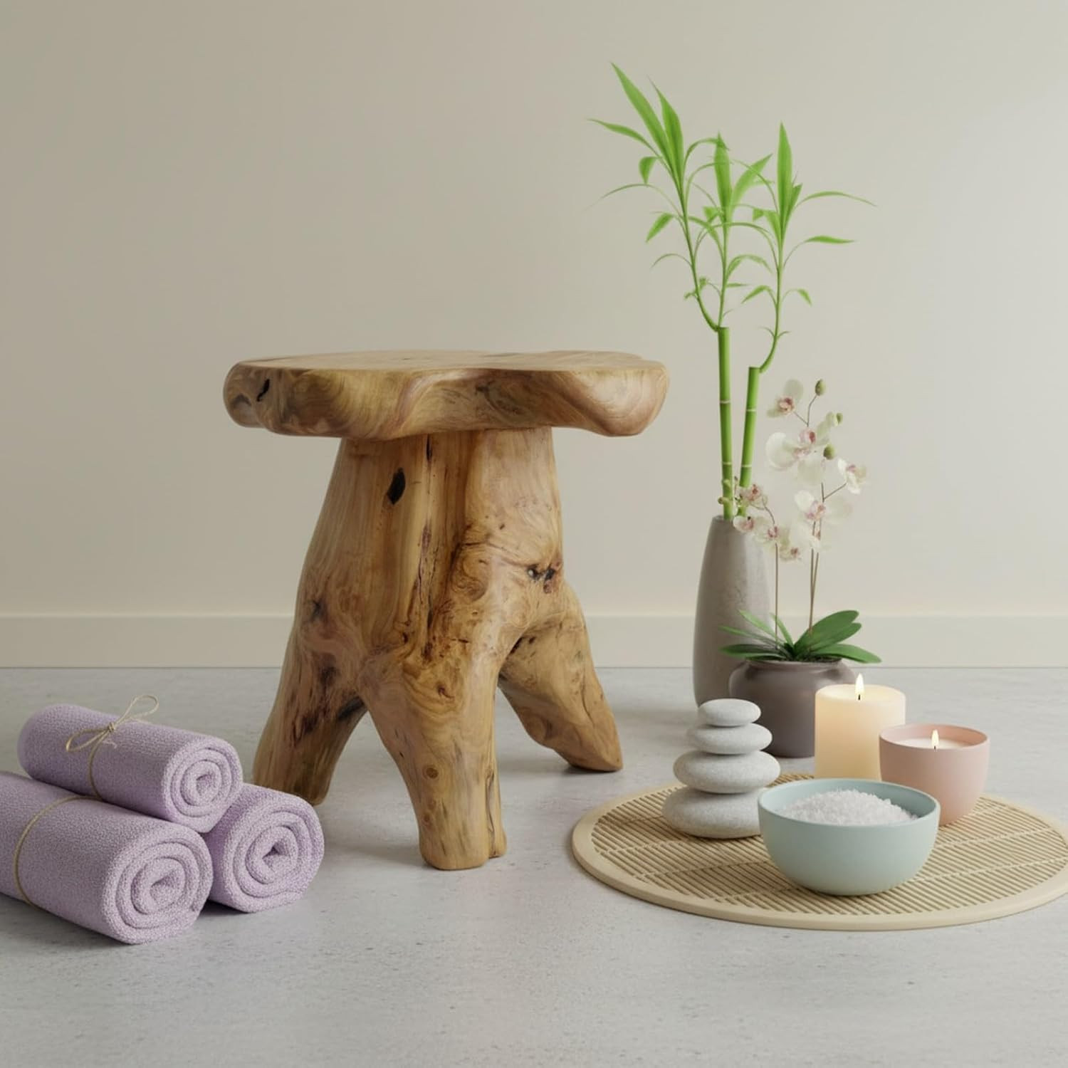 Natural Cedar Stump Stool, 14″ End Table, Live Edge Side Table, Plant Stand, Sma