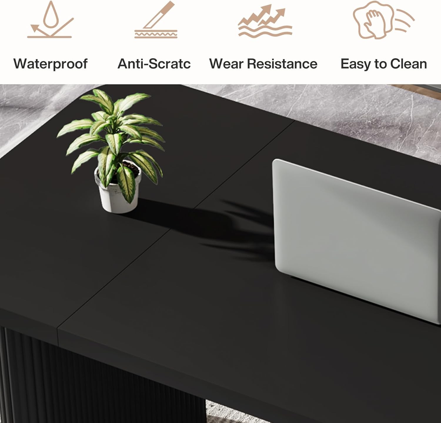 62″ Rectangular Executive Computer Desk, Large Modern Wood Office Writing Table