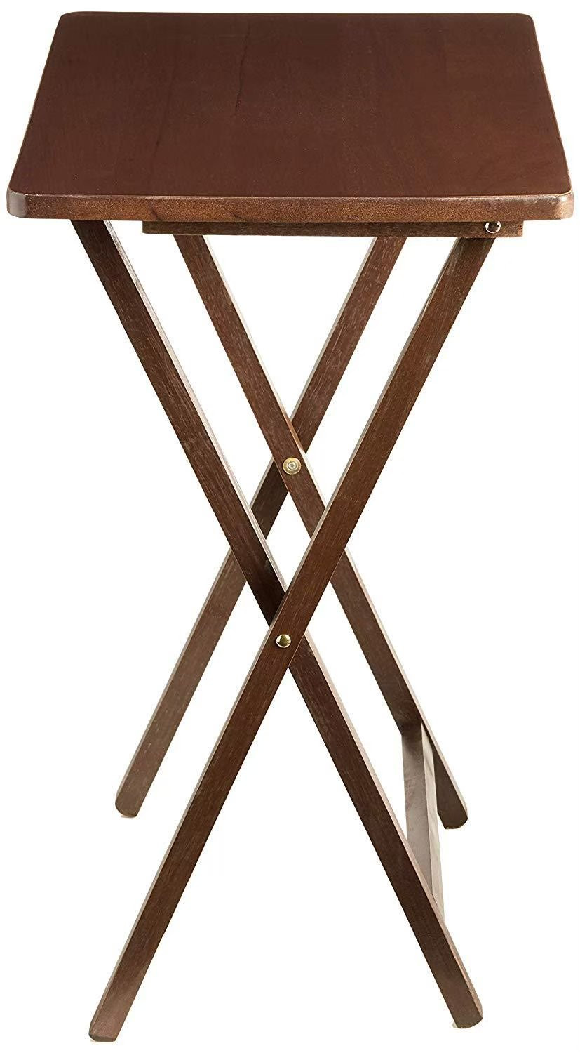 (2-Pack) Folding TV Tray Table Set in Walnut 19 X 15 X 26 Inch