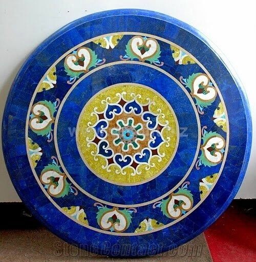 18″x18″ Random Marble Coffee Top Table Lapis Lazuli Mosaic Inlay Stone Art Gifts