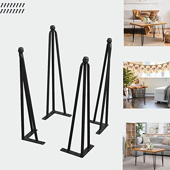 15″ – 30″ Coffee Table Metal Hairpin Legs Wrought Iron Bar Black Set of 4