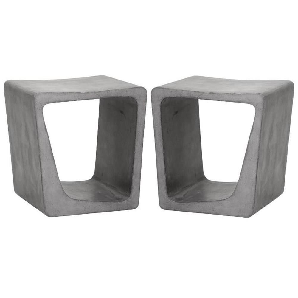 Home Square Darwin 19″ Concrete Irregular-shaped End Table in Gray – Set of 2