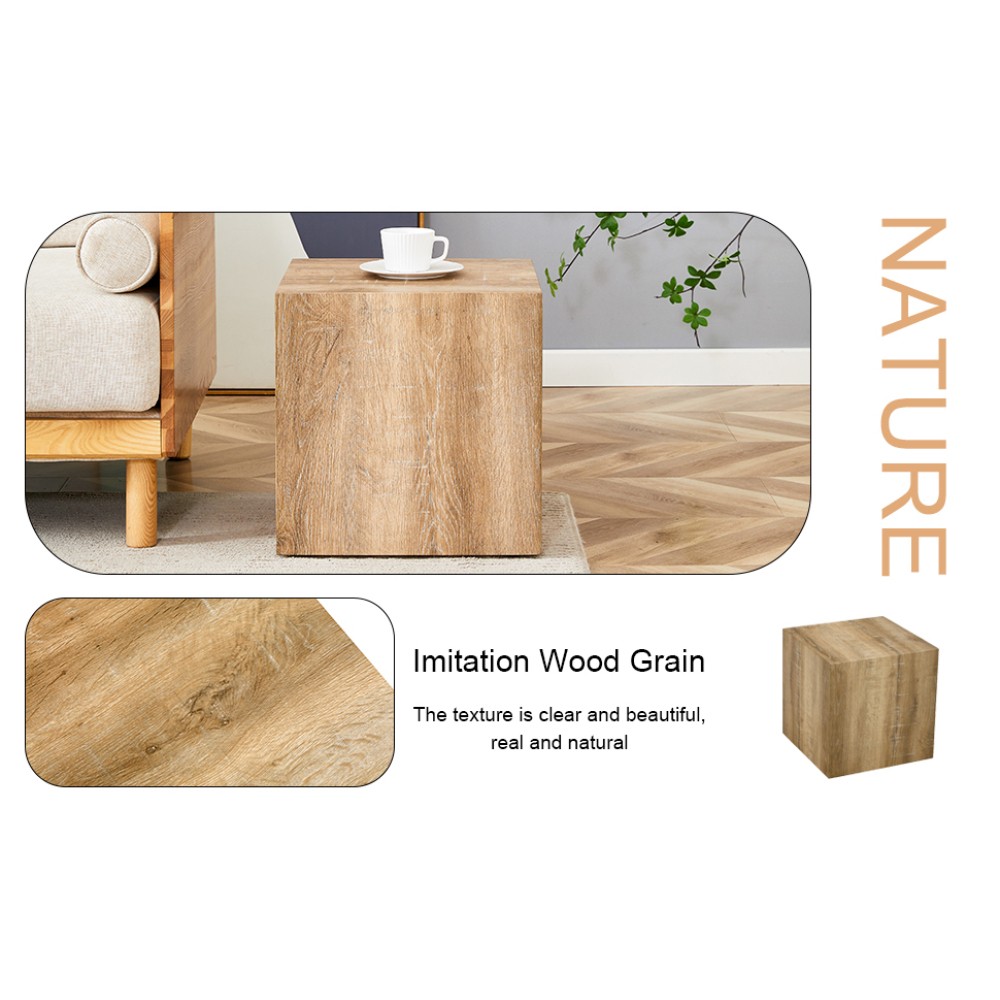Modern Square MDF Coffee Table, Light Wood Texture, Minimalist Design