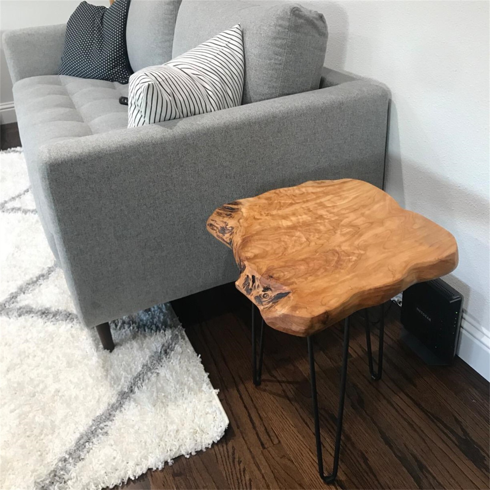 GREENAGE Cedar Roots Stool Natural Edge Coffee Table Side Table Nightstand 21″ H
