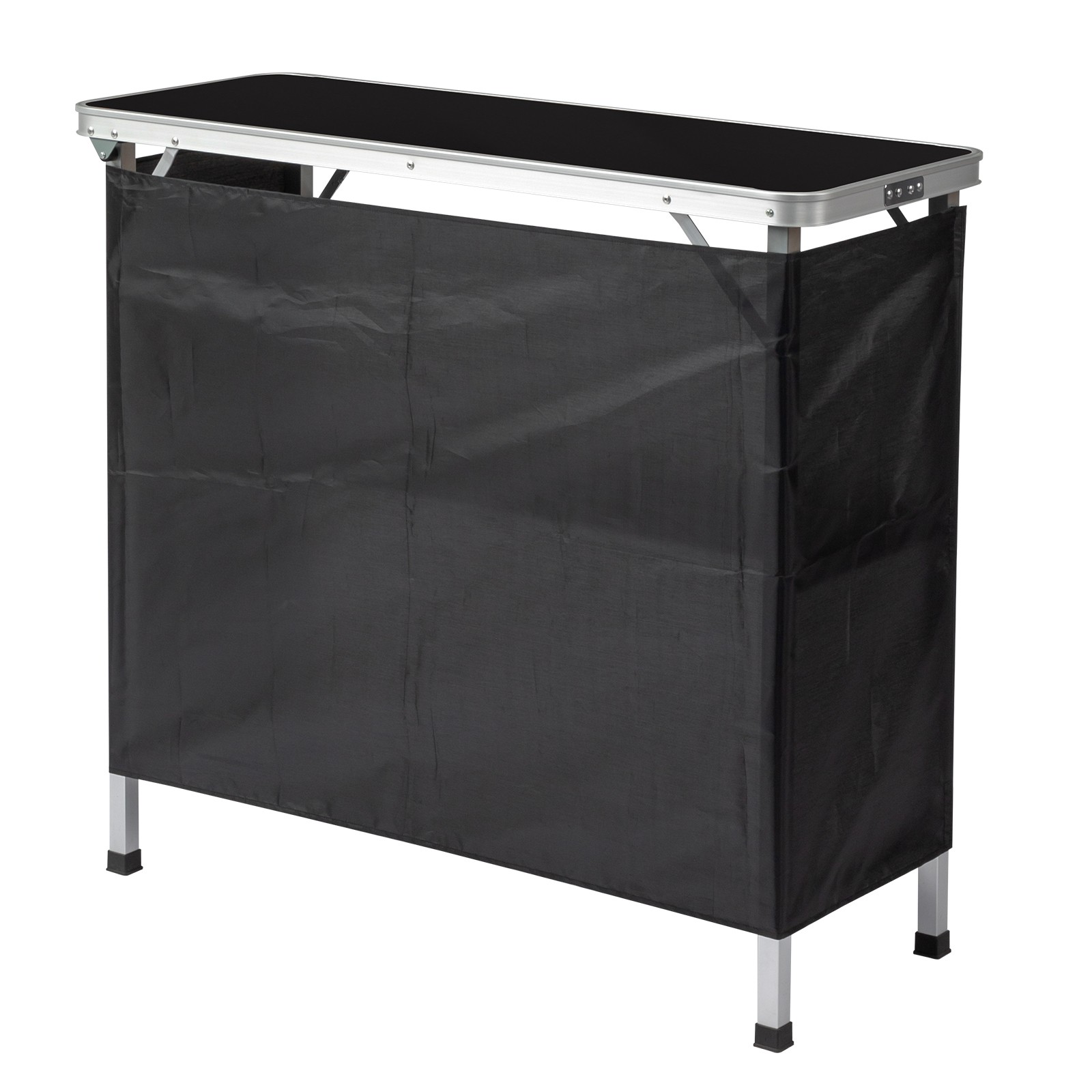 Portable Folding Bar Table with Shelf, Tradeshow Podium Black Skirt Carrying Bag