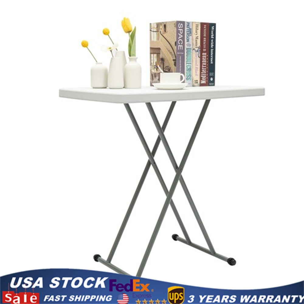 20×30″ White Folding Table Portable and Adjustable Small Table
