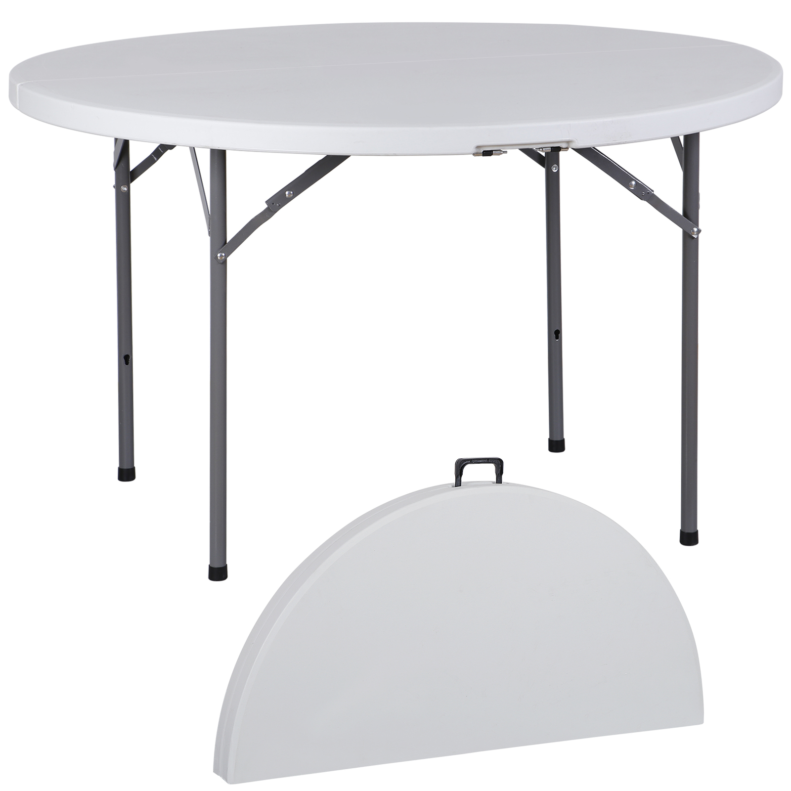 4 Ft Round White Plastic folding Table for Camping Picnic Party Indoor Outdoor