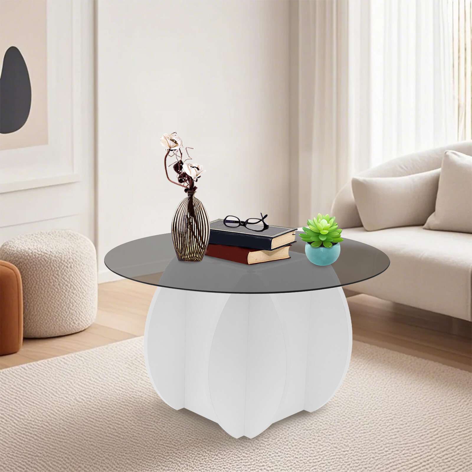 Grey Tempered Glass Coffee Table Round Coffee Table Glass Tabletop Coffee Table