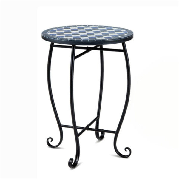 14in Mosaic Round Side Table Decor Patio Accent Table for Balcony Garden Porch