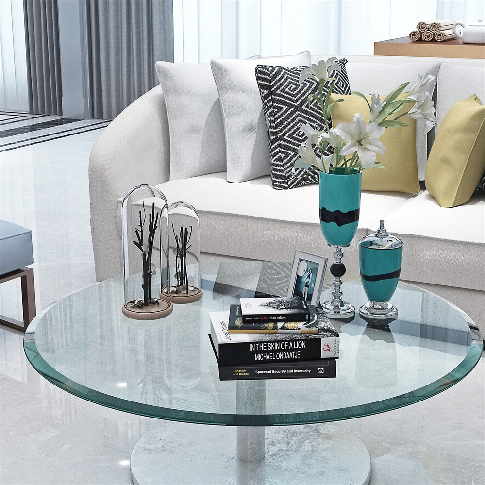 30″ Round Tempered Glass Table Top, 2/5″ Thick, Beveled Polished Edge
