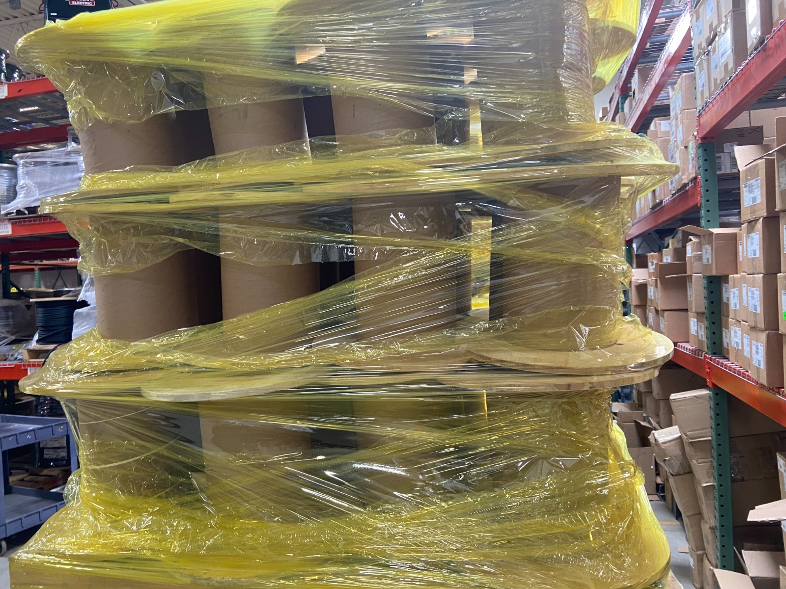 SKID OF (27) 15 3/8″ X 13 inch wood cable reeL wire spool