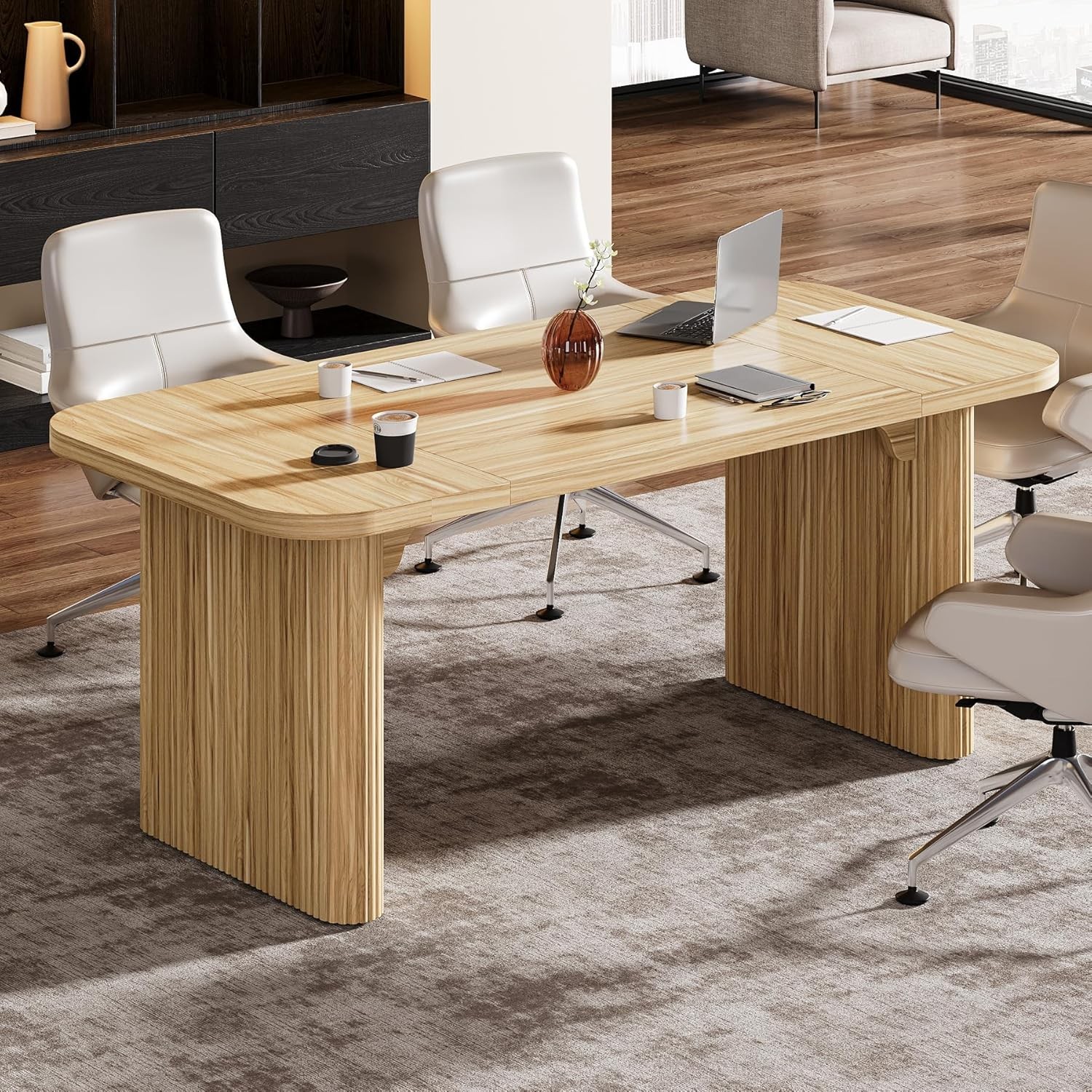 62″ Rectangular Executive Computer Desk, Large Modern Wood Office Writing Table