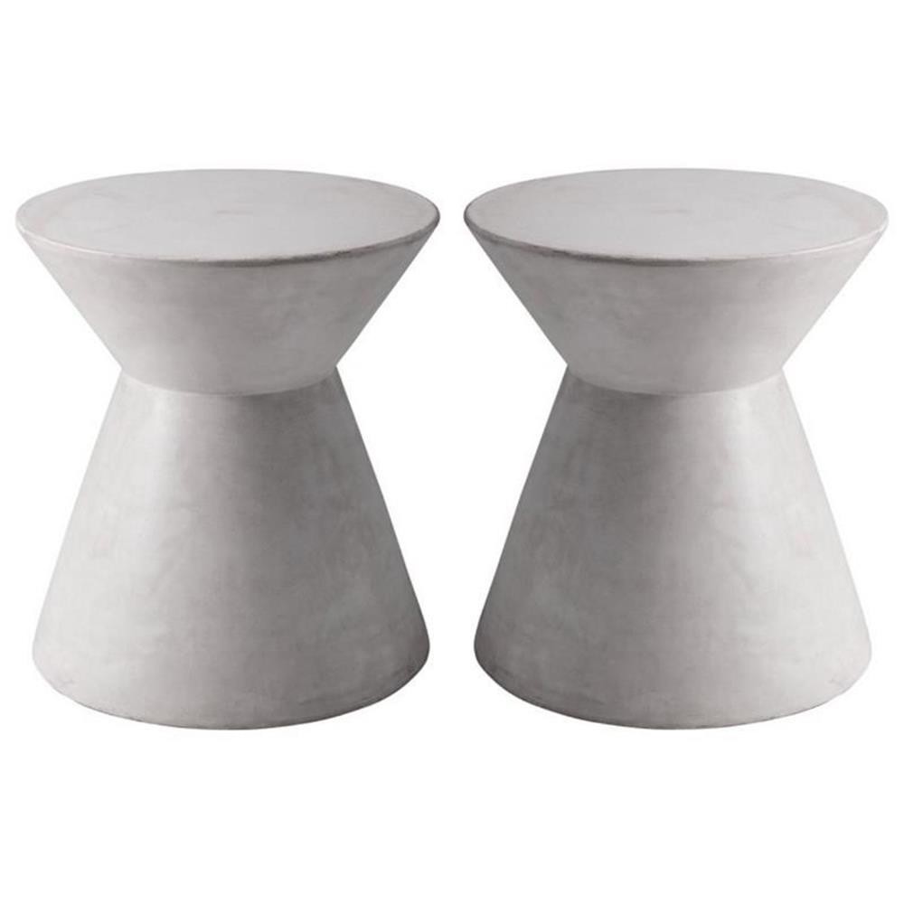 Home Square Astley 17.5″ Modern Sealed Concrete End Table in White – Set of 2