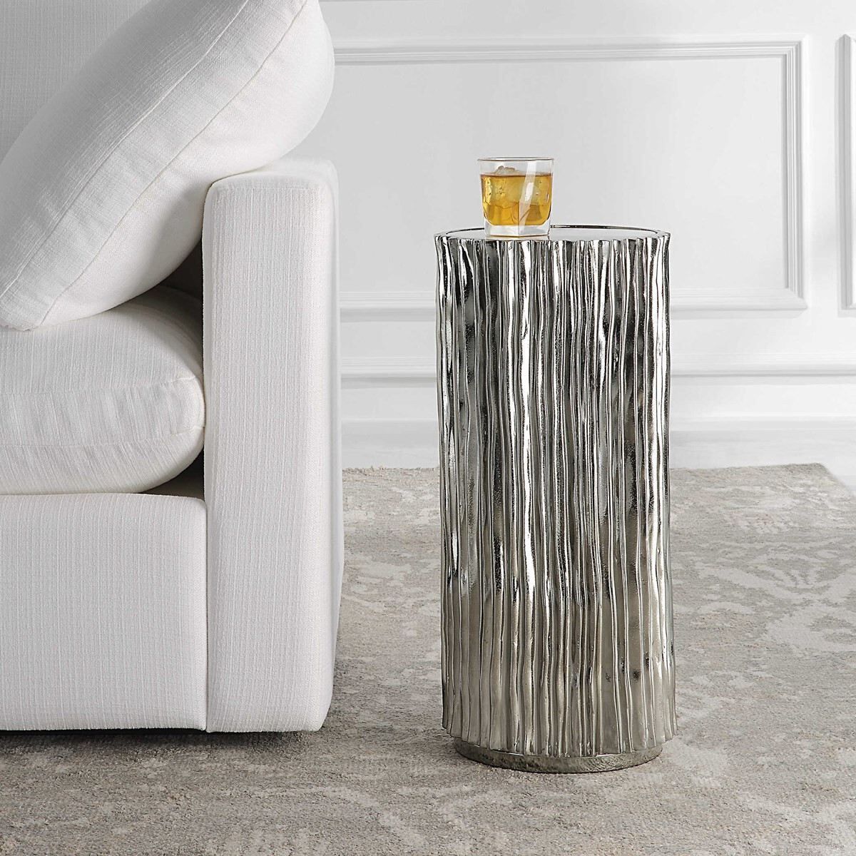 Echo Drink Table Mirror Top Glass Modern Contemporary ~ Uttermost 22950