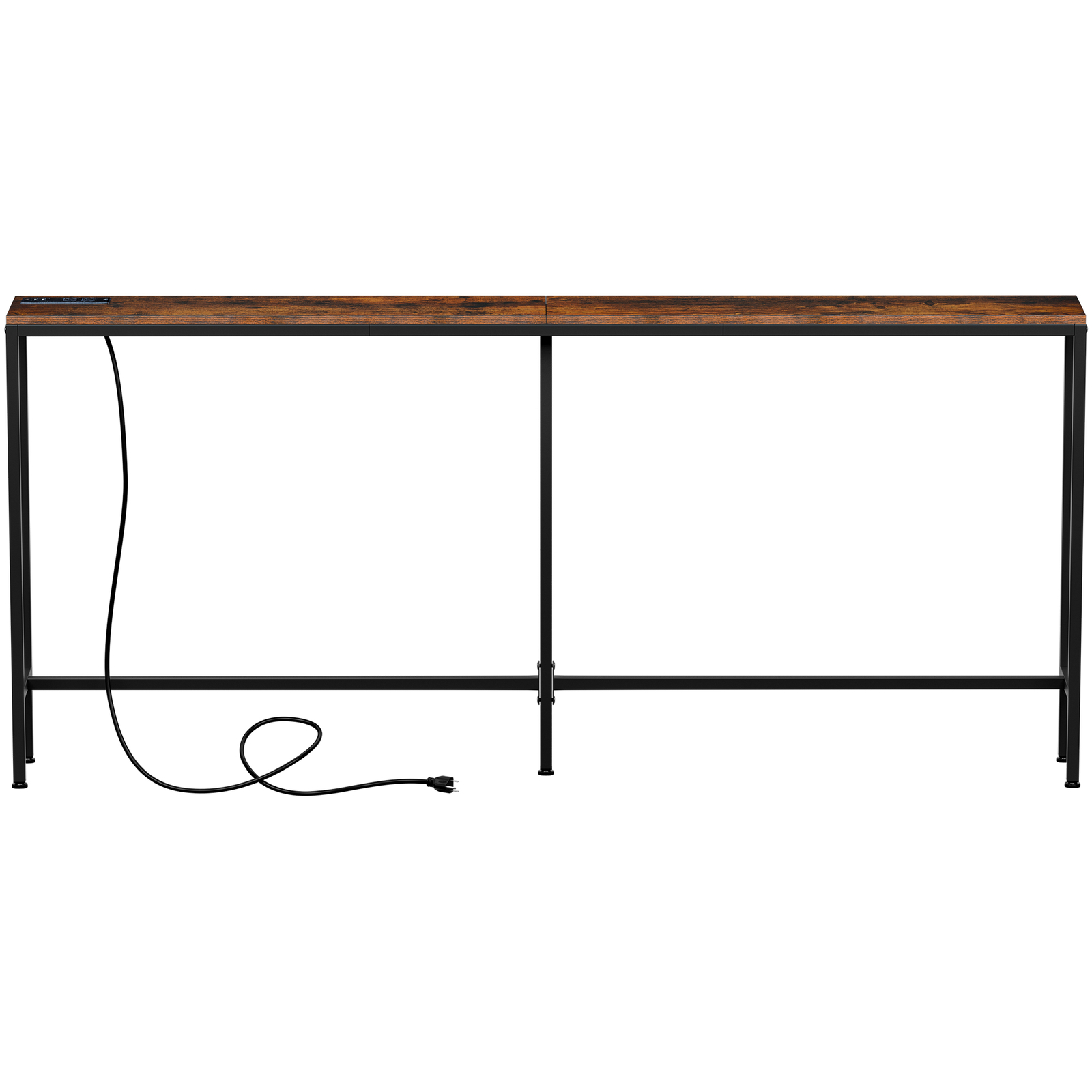 70.8″ Narrow Console Table w/ Power Outlet Behind Couch Sofa Table Rustic Brown