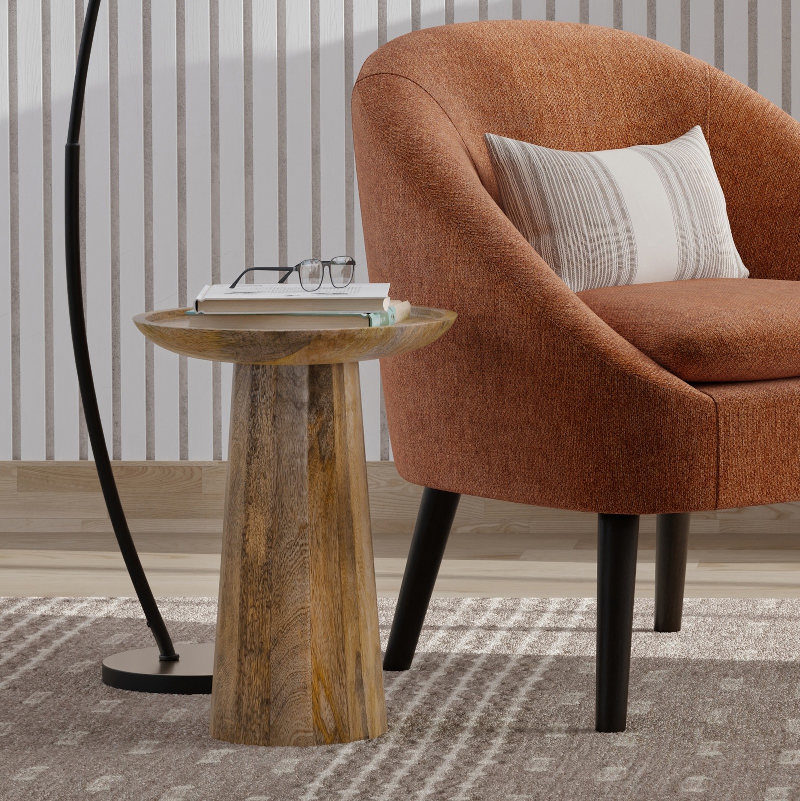 Multi-functional wooden accent table – Natural color, handcrafted from hardwood