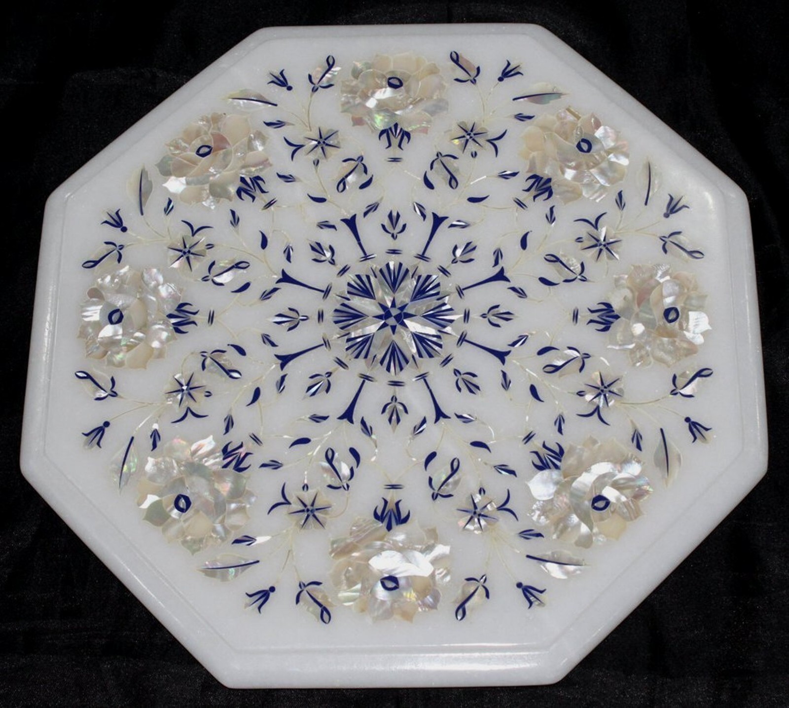 12 Inches Floral Art End Table for Restaurant Decor Marble Coffee Table Top