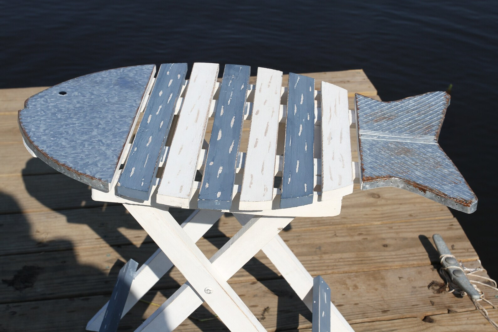 BEACH DECOR, Folding Fish cocktail table, Coastal Home Decor, Bath Decor FT-GS