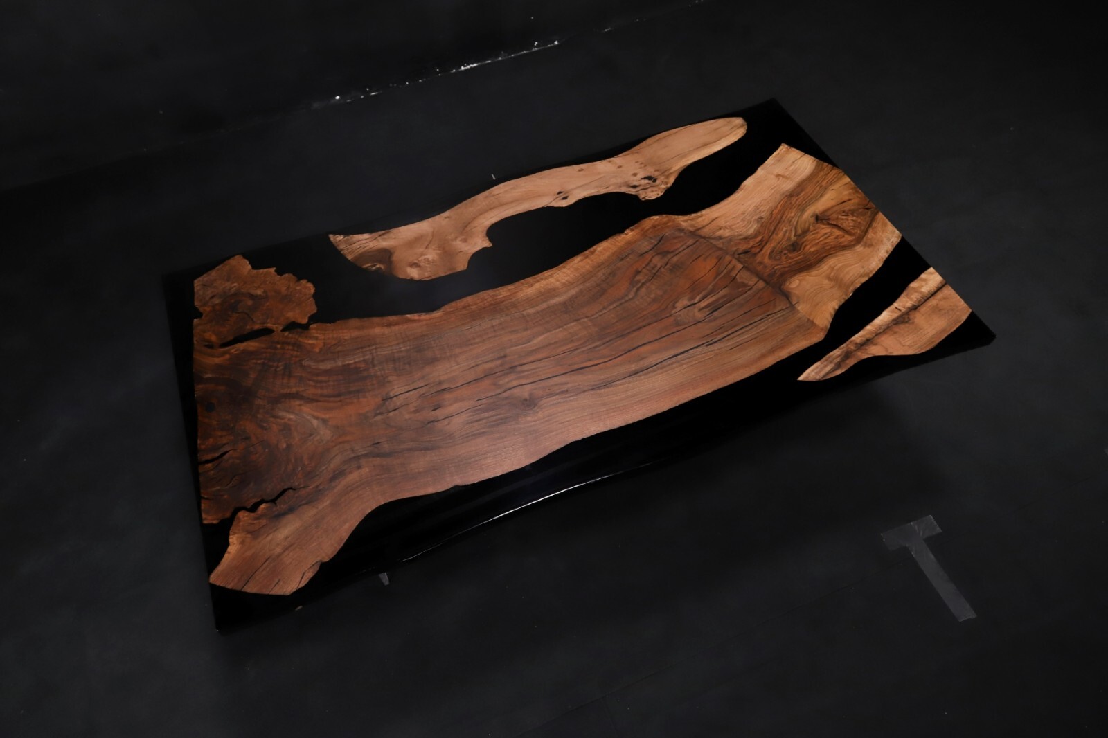 Live Edge Dining Table Top, Walnut Wood Black Epoxy Solid Wood Table Top 79×40