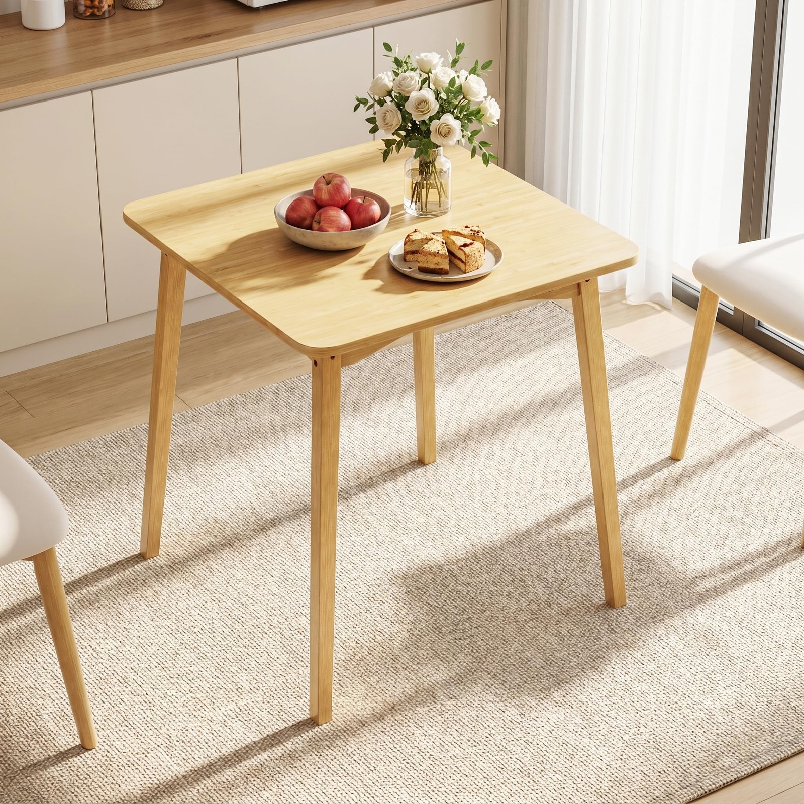 Dining Table, Small Kitchen Table for 2, 27.6″ Square Dining Tables for Small…