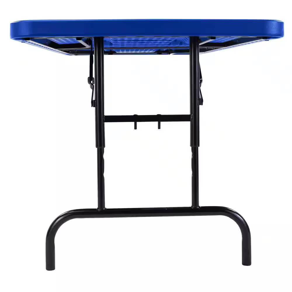 72 In. Blue Plastic Adjustable Height Folding High Top Table