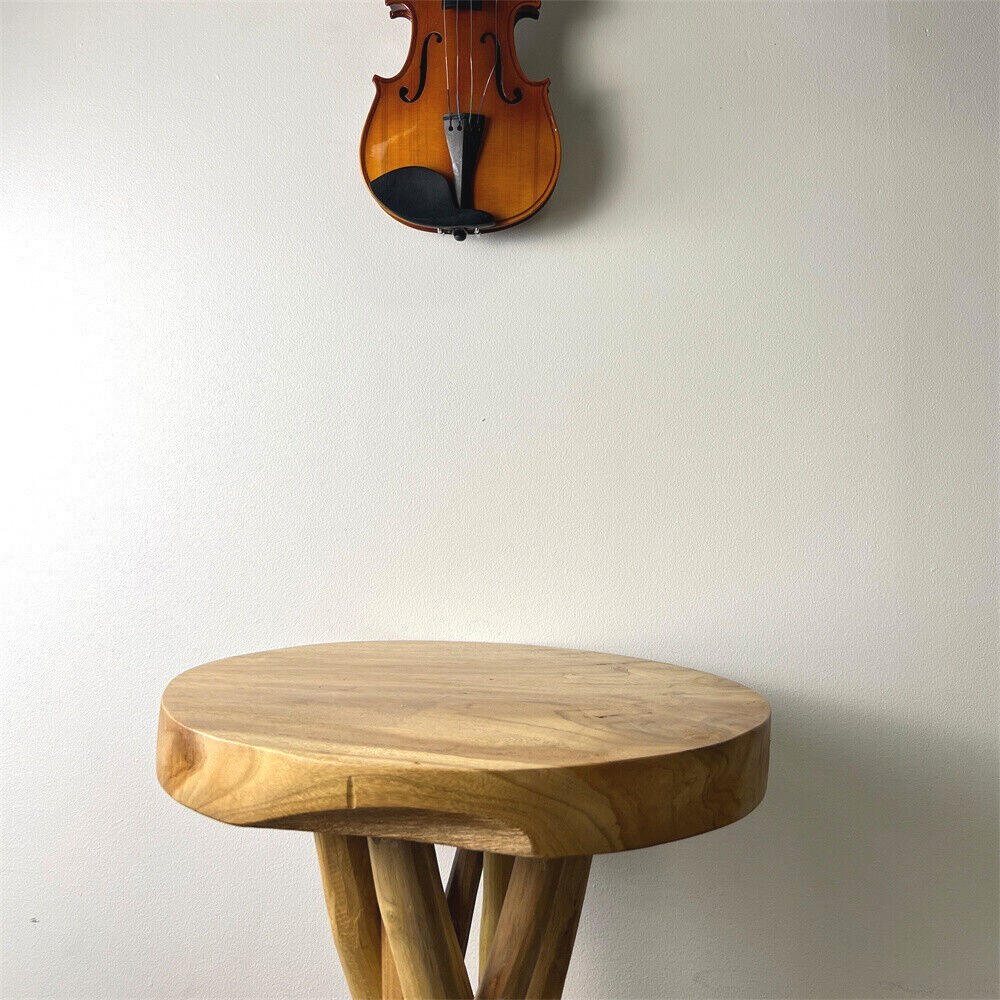 Rustic Solid Wood Top Tree Stump End Table Teak Branch Side Table