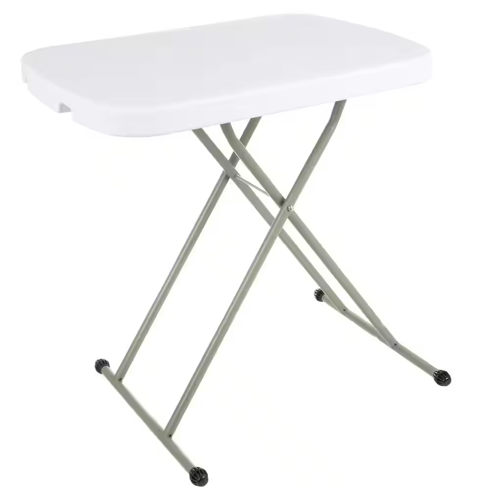 26 In. Folding Utility Table with Plastic Top and Metal Legs, Lightweight Portab