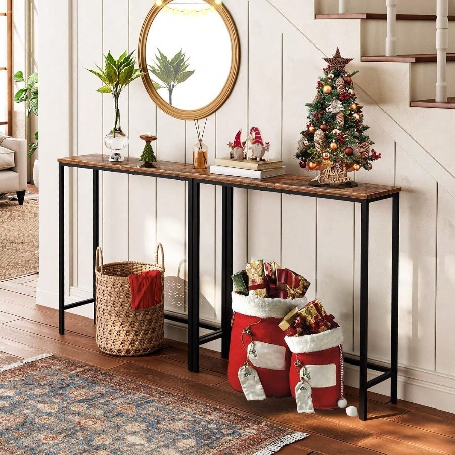Narrow Entryway Console Table Thin Wooden Sofa Hallway Bedroom Living Room Small