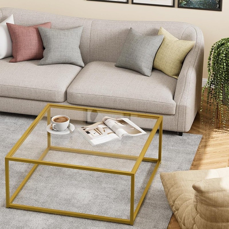 Glass Square Coffee Table for Living Room Simple Modern Center Tables 26 In