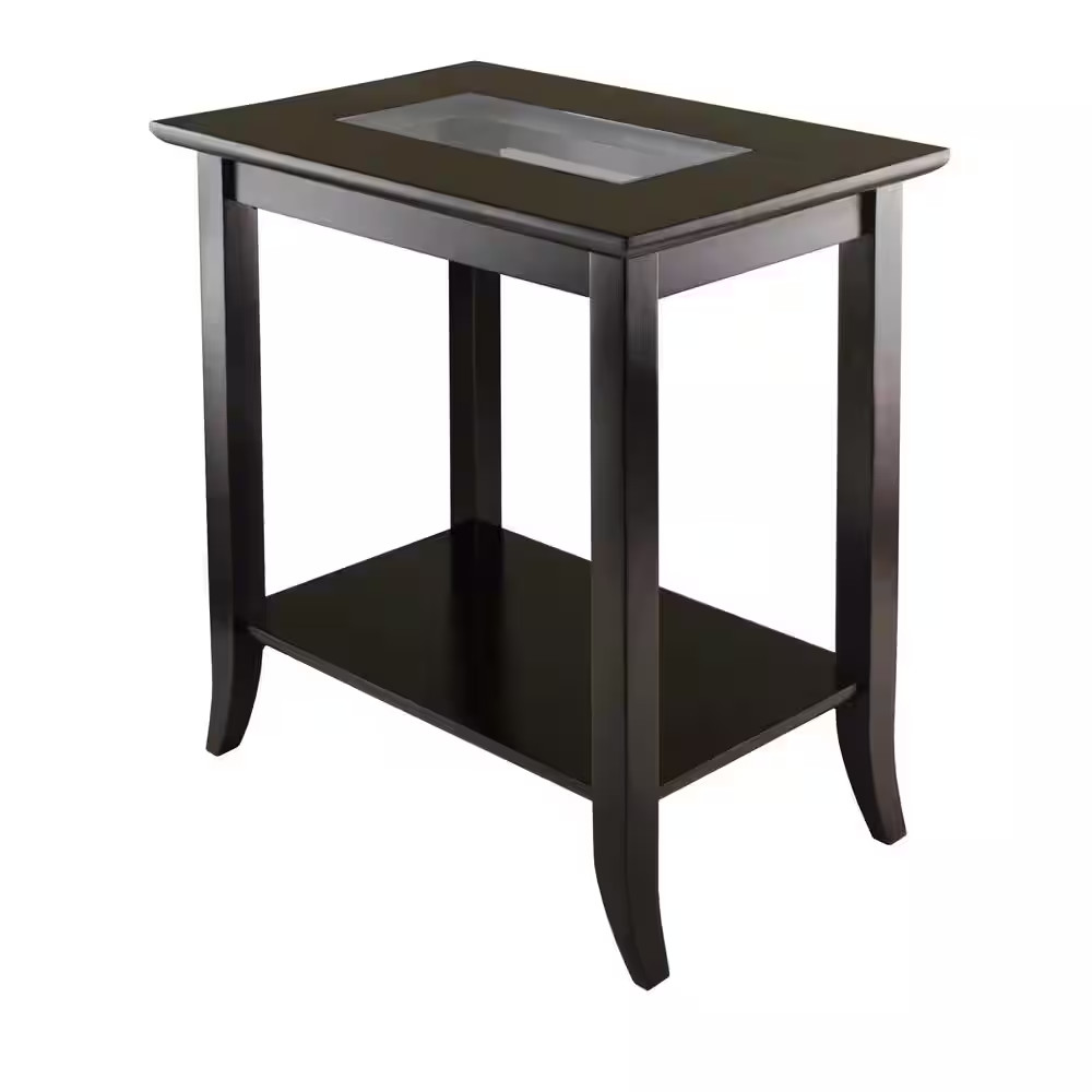 Genoa Espresso Glass Top End Table