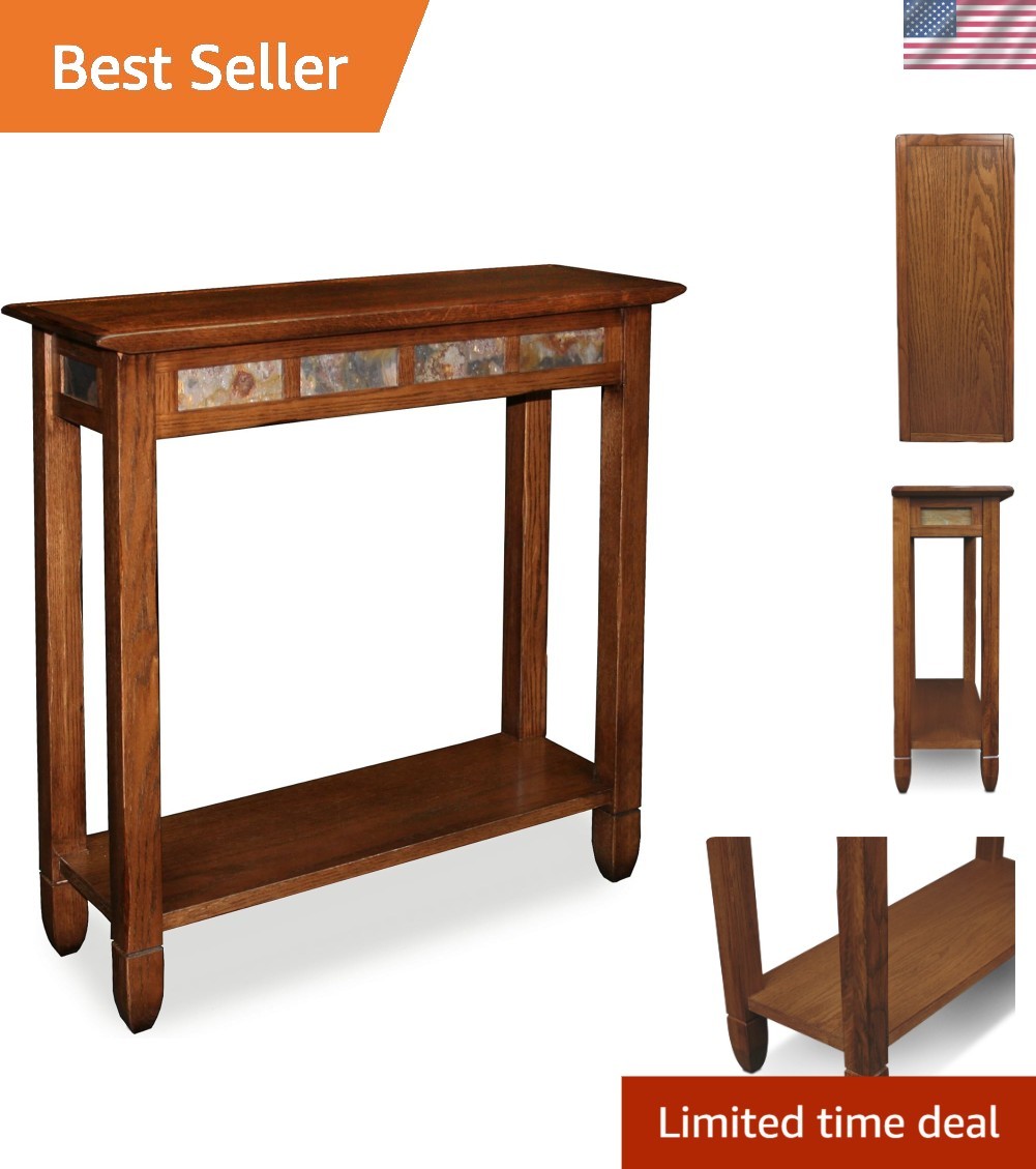 Elegant Rustic Hall Console Table with Slate Shelf – Perfect for Small Spaces