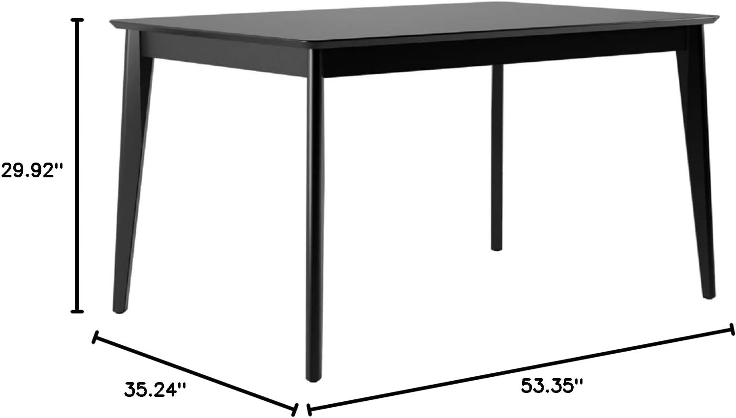 Tudor 53″ Modern Dining Table for 6 – Stylish Black Solid Wood Design