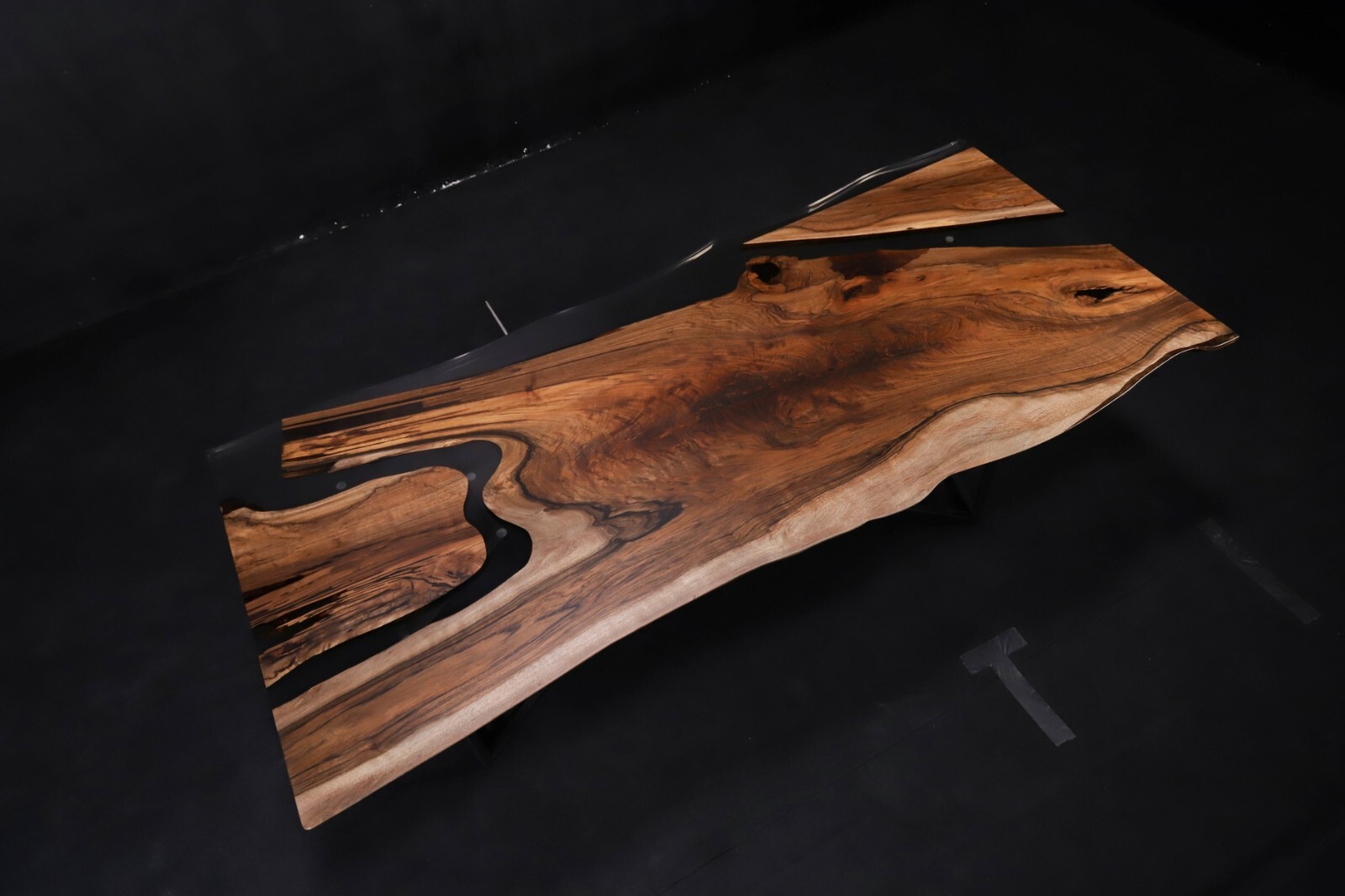 Live Edge Dining Table Top, Clear Epoxy Resin River Tabletop Walnut Wood 90.5×40