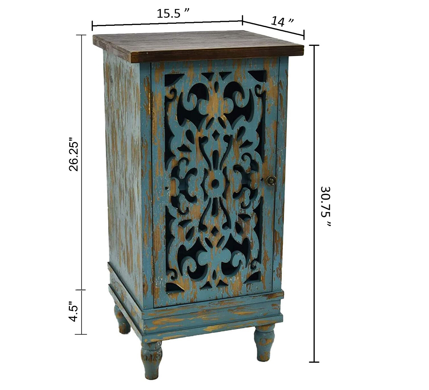 eHemco Wooden Rustic Dual Shelf Rectangle End Table, Teal (Collectible) 5569