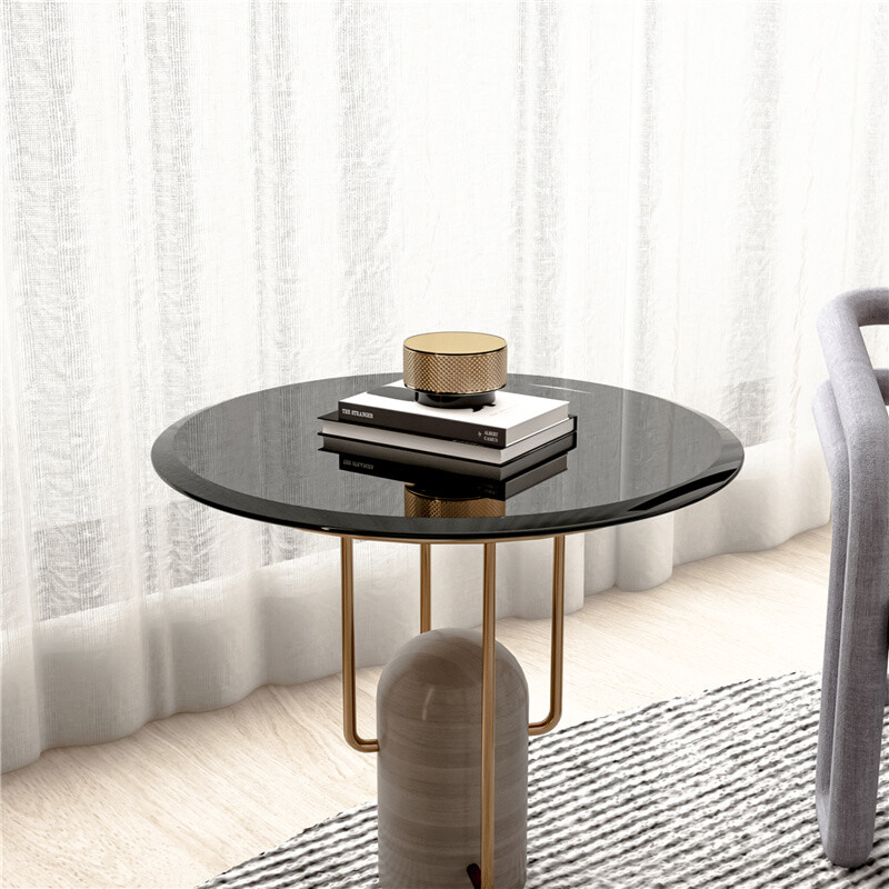 Round Black Tempered Glass Table Top 2/5” 3/8″ Thick Beveled Polished Edge