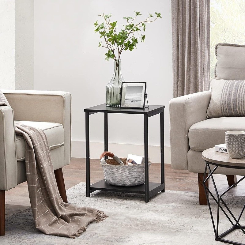 Industrial Style Slim Side Tables Set End Tables Living Room & Bedroom Storage