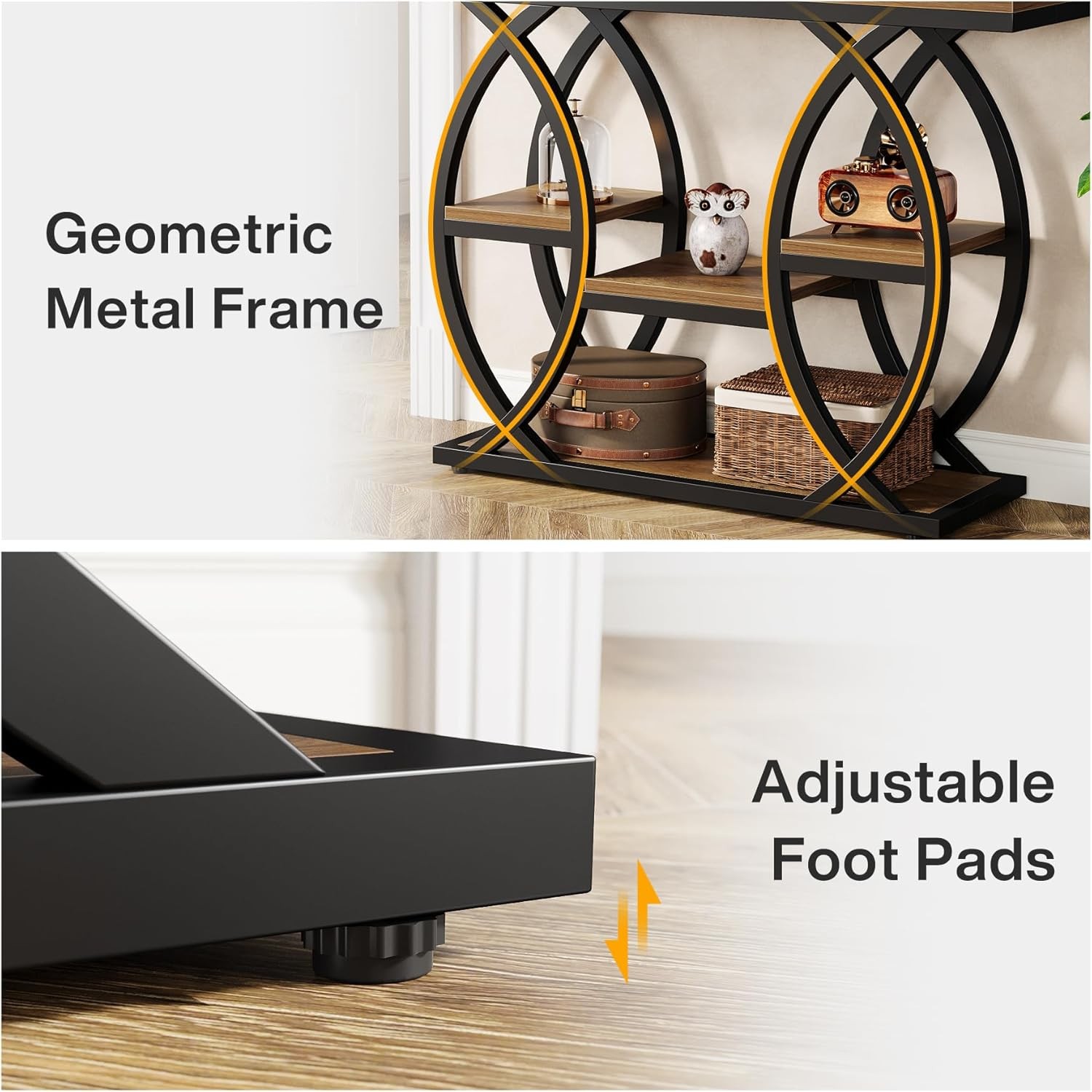 39.4” Industrial Console Table, Narrow Entryway Sofa Table with Storage Shelves
