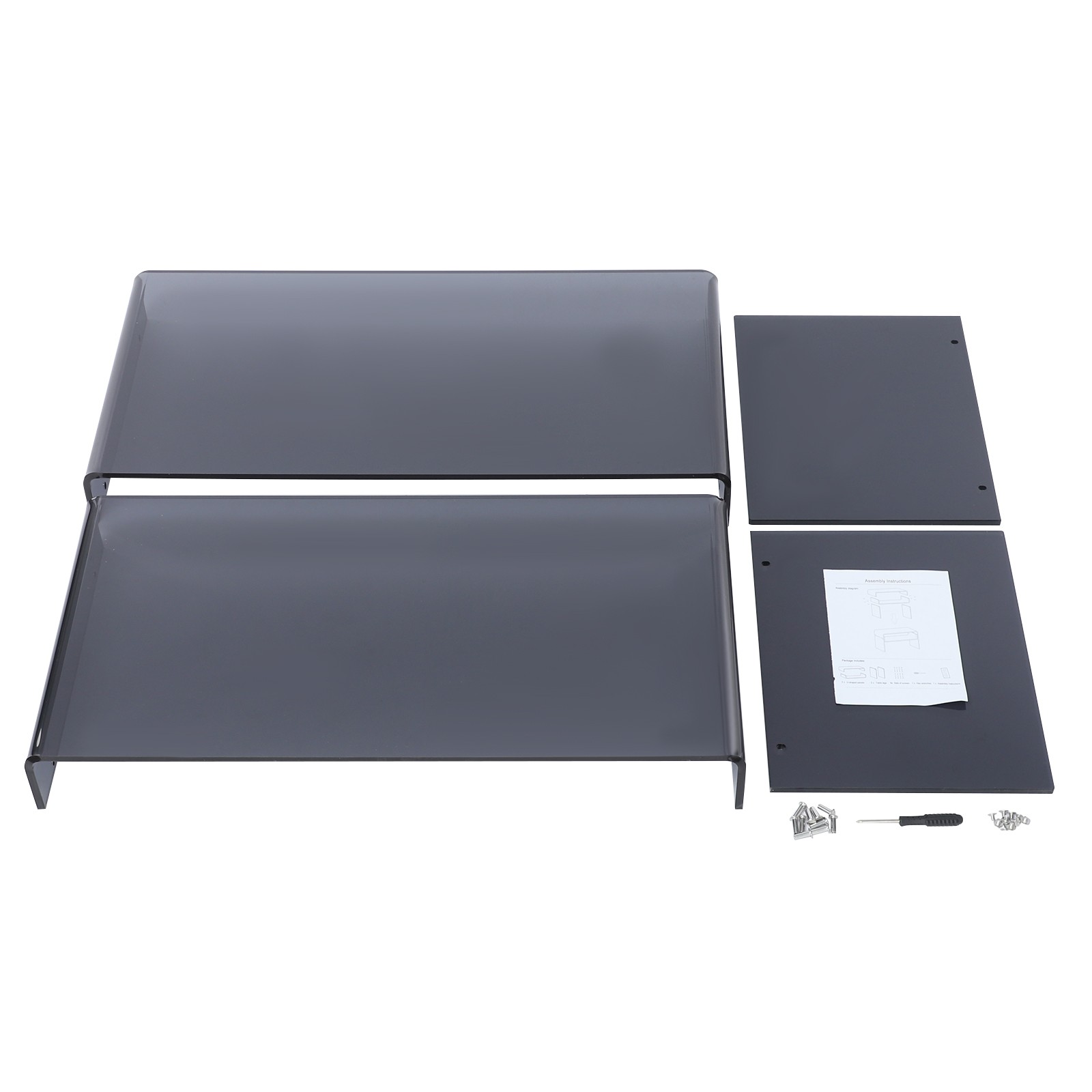 Modern Acrylic Coffee Table, 2-Tier End/Side Desk, 31.5″ W x 15.8″ D/H, Black