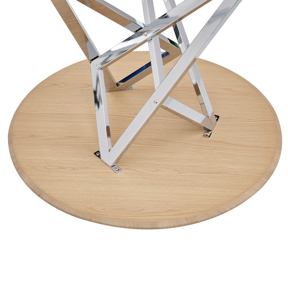 37Inc Round Dining Table Small Round Kitchen Table With Silver Metal Legs