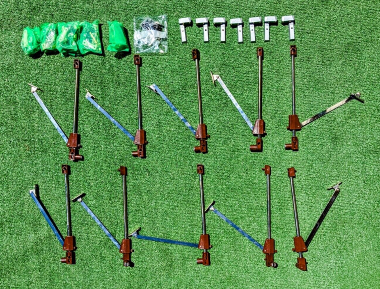 10 Vintage ONI West Germany Sliding Adjustable Drop Leaf Metal Supports Set NOS