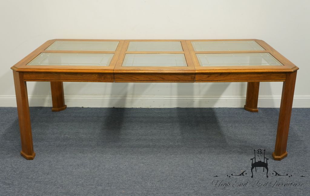 AMERICAN DREW Italian Modern 85″ Glass Topped Dining Table 53-760
